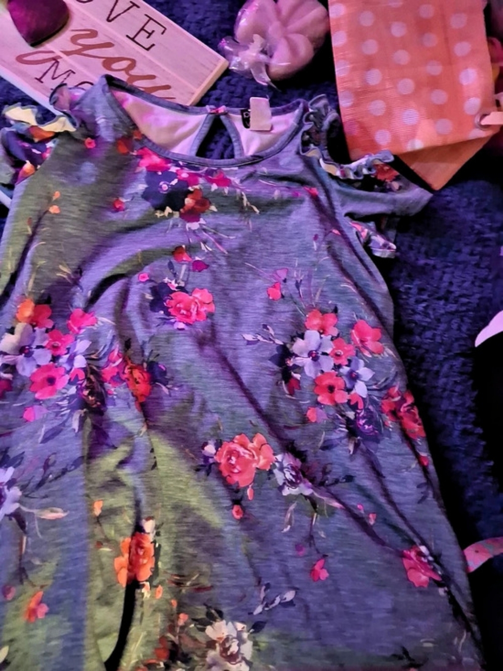 Pink & Violet Floral Mini Dress in Purple & Pink Size XL (14/16)